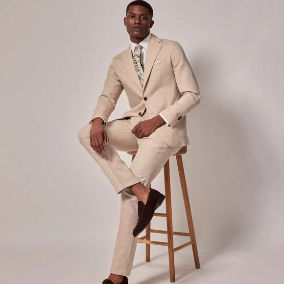 Mens Linen Beach Wedding Pants For Groom Summer Suits Suits